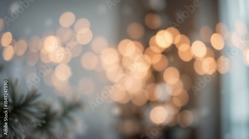 Festive New Year background, soft glowing lights, elegant snowflakes, gentle bokeh effect, winter atmosphere, warm and cozy holiday colors, subtle sparkles