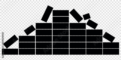 Brick Wall Silhouette in Black | Construction Pattern Illustration Vector Format