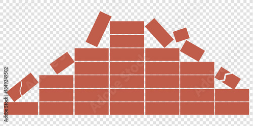 Brick Wall Silhouette in Black | Construction Pattern Illustration Vector Format