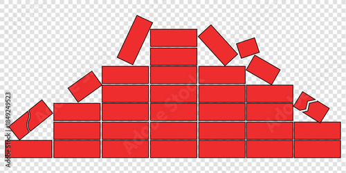 Brick Wall Silhouette in Black | Construction Pattern Illustration Vector Format