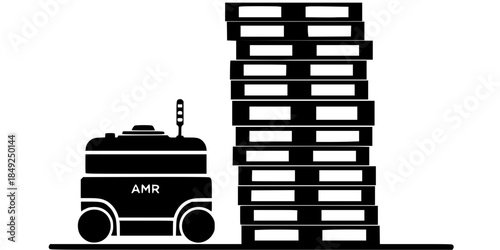 Automated Warehouse Robot AMR Logistics Silhouette