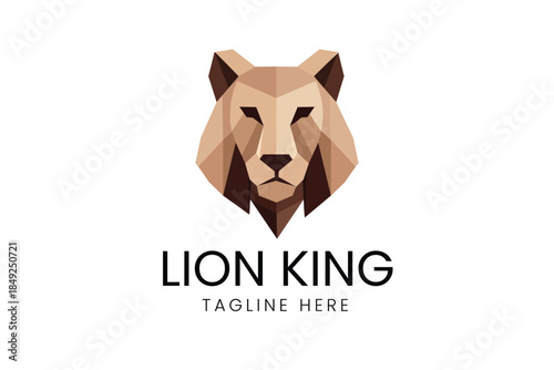 Low Poly Lion Head King Strength Power and Leadership Icon Vector logo template