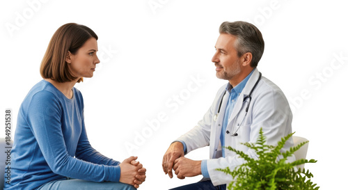 Doctor and patient discussing health concerns isolated on transparent background