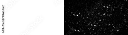 Black and white abstract texture overlay paired with a realistic falling snow effect for visual design projects on transparent background