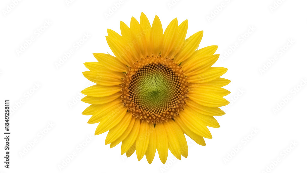 Fototapeta premium Bright yellow sunflower PNG isolated on transparent background, vibrant summer flower with detailed center for graphic design and decoration