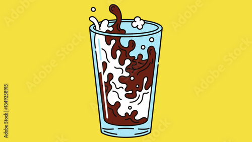 Isolated vector illustration of a glass of cola and a cup of hot coffee beverage with caffeine liquid in a paper container for a cafe breakfast icon