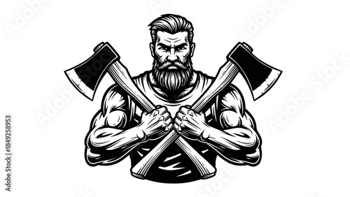 Vector cartoon illustration of a medieval warrior character and soldier wearing a helmet while fighting with a drawing of a samurai sword