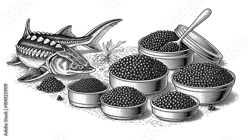 Black caviar on a spoon displayed on a clean white background with a simple food presentation