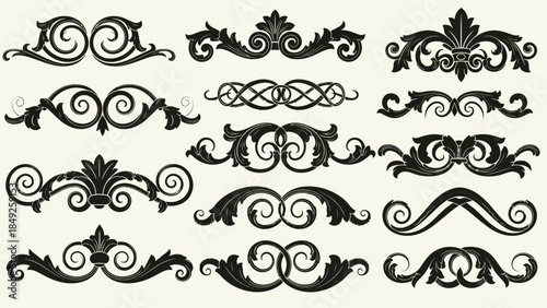 Vector set of vintage floral decorative elements and ornamental frames for design
