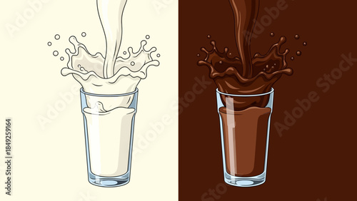 Set of glasses with water champagne and wine drinks illustration