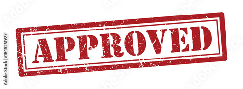 Red Grunge Approved Stamp Illustration, Distressed Rubber Ink Effect, Accepted Confirmation Sign for Business Documents, Orders, Payments, Validation, Official Approval Design