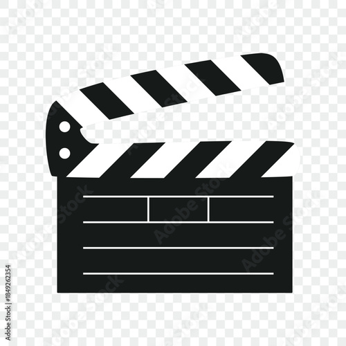 Film clapperboard with numbering illustration, movie production slate isolated on transparent background