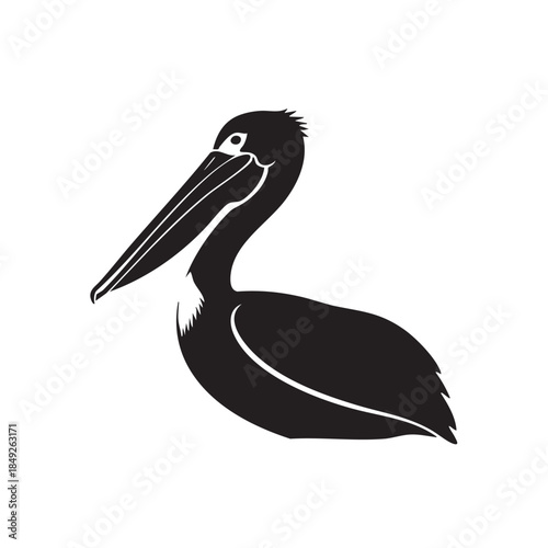 Pelican silhouette vector isolated on transparent background