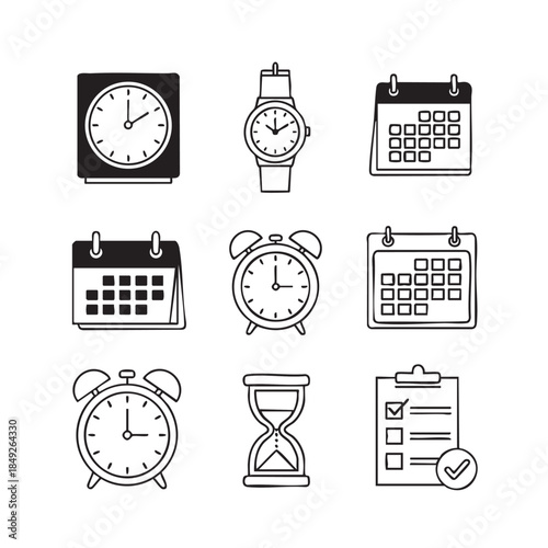 Time Management Tools Icons Set