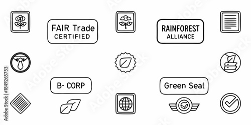 Eco Friendly Logos and Seals for Sustainable Business Practices and Environmental Certification