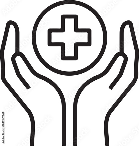 Hand Holding Heart with Cross Healthcare Support & Medical Charity Icon
