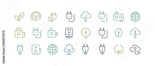 Eco-friendly and energy icons in green and blue tones Keywords: eco, friendly, energy, icon. Vector illustration.