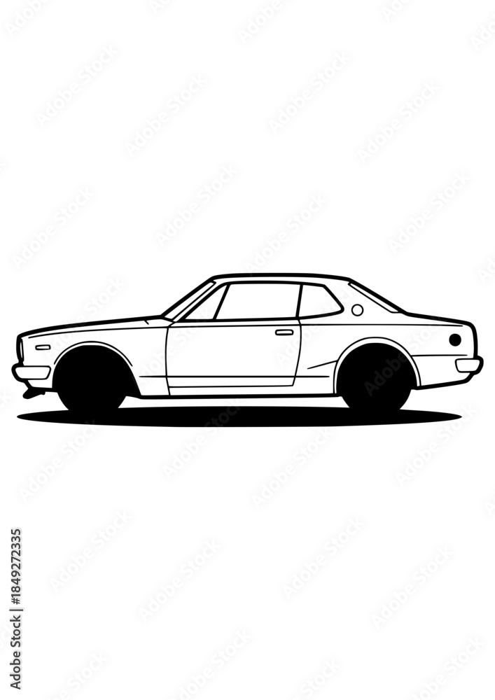 Naklejka premium Elegant Car Silhouette Line Art Vector