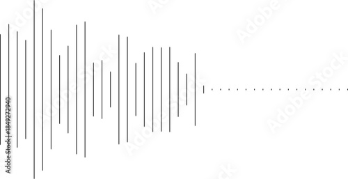 Abstract sound wave visualization with vertical bars of varying heights and shades of gray on a
