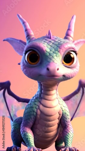 Fantasy dragon illustration with pastel colors and detailed scales in a cartoon style for creative design