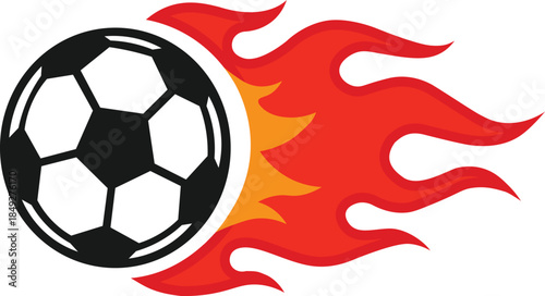 Flaming Soccer Ball Vector, Dynamic Sports Icon of Speed and Power