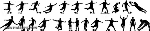 Detailed Silhouette Collection of Soccer Player Action Poses in Various Forms