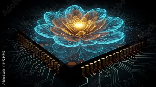 Digital Bloom: A mesmerizing fusion of technology and nature with circuit board flowers