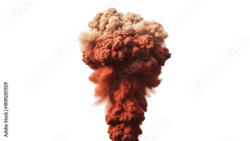Dramatic explosion cloud PNG isolated on transparent background, mushroom cloud of smoke and fire, disaster aftermath, atomic bomb, nuclear blast, danger concept
