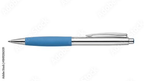 Cuadro en lienzo Blue and silver ballpoint pen isolated PNG on transparent background, modern wri
