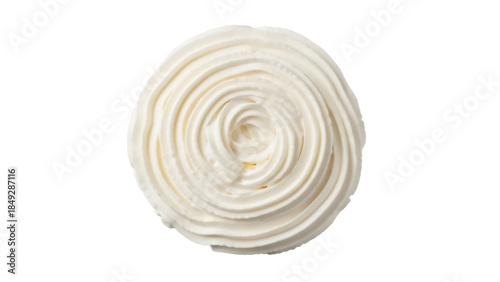 Obraz na plátne Swirl of creamy vanilla frosting isolated PNG, delicious dessert topping for cak