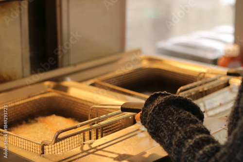 Frying Churros at a Winter Street Food Market