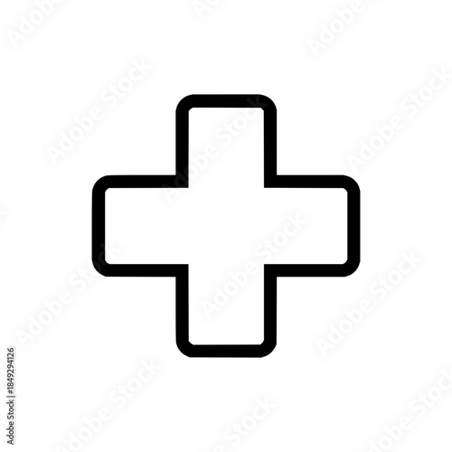 Medical plus sign vector icon for health care and emergency symbol design element with bold outline style