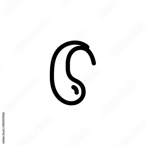 Hearing aid vector icon for deafness and hearing loss assistance and audiology clinic services symbol design