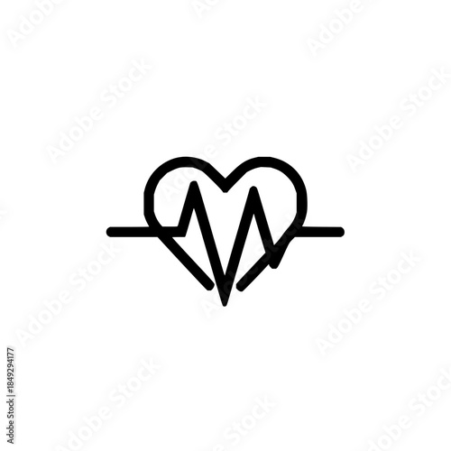 Heartbeat pulse line vector graphic, medical cardiology symbol, healthcare and wellness icon design element