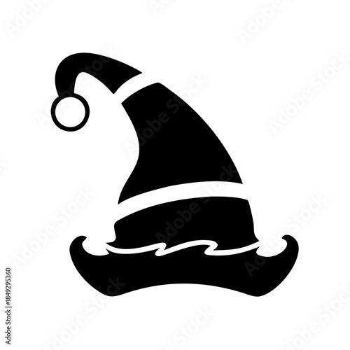 Funny Elf Hat Icon Vector, Christmas Holiday Character Accessory