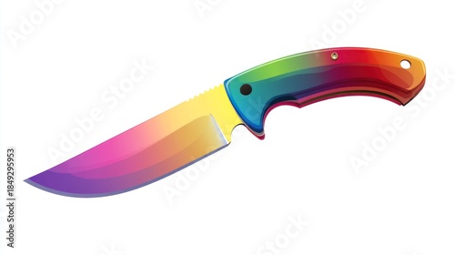 Colorful knife illustration on white background for design and product use