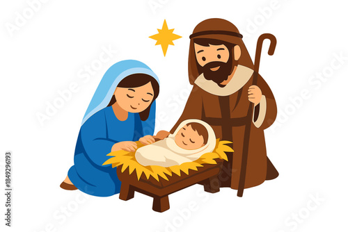 Mary and Joseph cradle baby Jesus in a manger, depicting the Nativity and the essence of Christmas