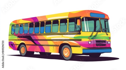 Colorful painted school bus on white background vector illustration