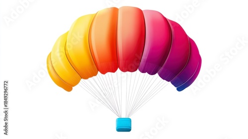 Colorful parachute isolated on white background for concepts and designs