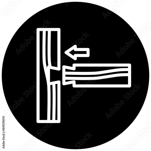 Groove Join Icon Button, Mini Illustration Relate To Carpentry, Wood Industry. Use For Modern Concept, Ui, Ux Web And App Development.