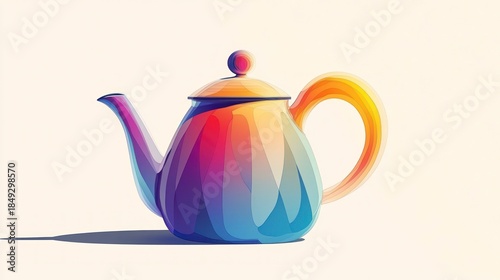 Colorful teapot illustration artistic rendering of a kitchenware object