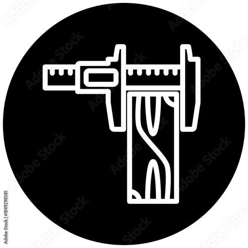 Measure Icon Button, Mini Illustration Relate To Carpentry, Wood Industry. Use For Modern Concept, Ui, Ux Web And App Development.