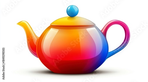 Colorful teapot illustration isolated on white background for design elements
