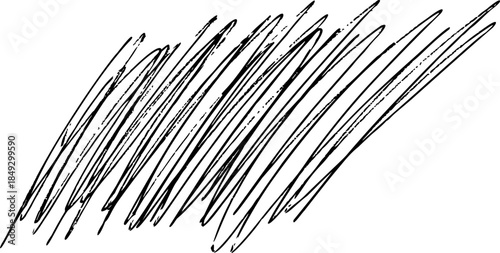 Abstract handwritten black scribble isolated on white background.