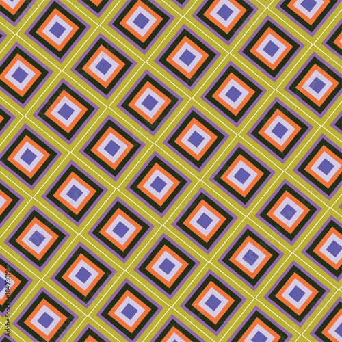 Abstract dynamic shapes in a vibrant colorful rectangle pattern for modern fabric, textile design, and bold statement apparel.