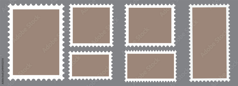 Obraz premium Postage stamp set. Realistic post stamps set with realistick shadow.