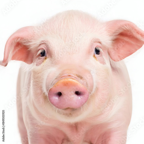 pink pig isolated on white, podsvinok
