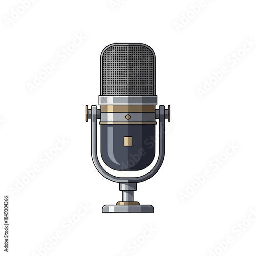 Professional studio microphone on a stand, illustration of sound equipment