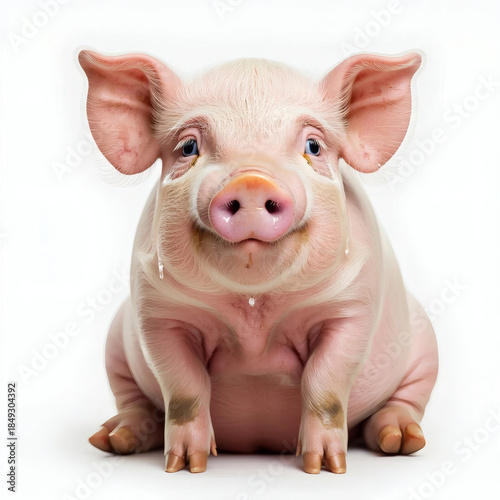 pink pig on white background, podsvinok