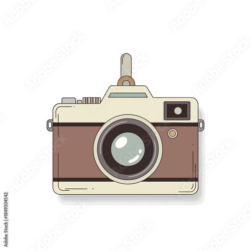 Vintage Camera Illustration on a Clean White Background